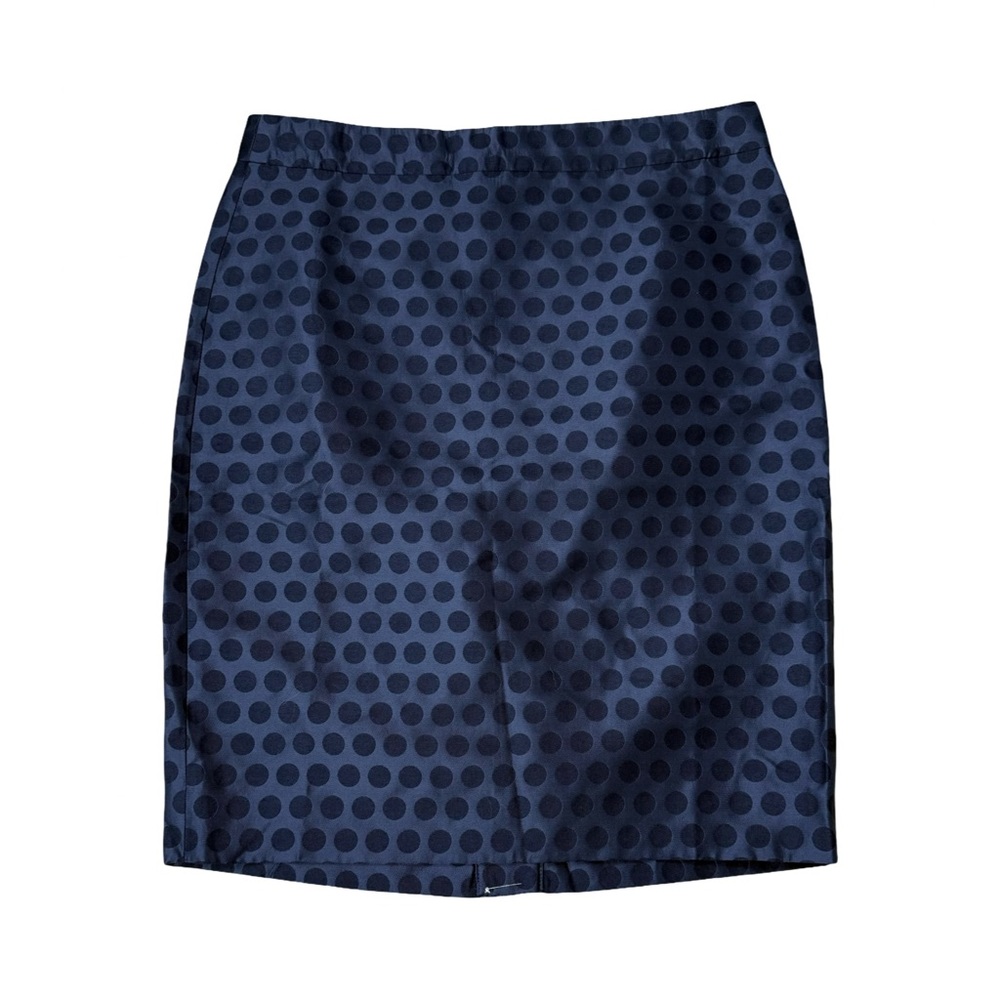 J. Crew Polka Dot Satin Navy Blue Skirt The Pencil Skirt NWT Party Office - Picture 2 of 8